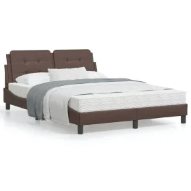 Brown synthetic leather headboard bed frame 120x200 cm by vidaXL, Beds and slatted bases - Ref: Foro24-3208172, Price: 194,43...