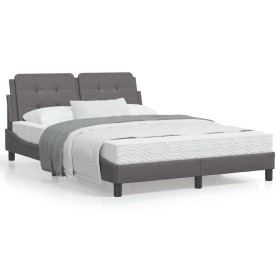 Bettgestell mit Kopfteil aus grauem Kunstleder 140x200cm von vidaXL, Betten und Lattenroste - Ref: Foro24-3208187, Preis: 182...