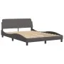 Bed frame with headboard gray synthetic leather 140x200cm by vidaXL, Beds and slatted bases - Ref: Foro24-3208187, Price: 179...
