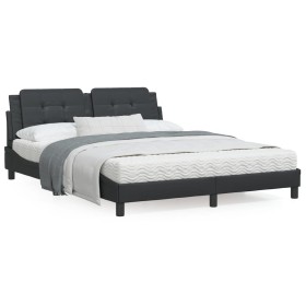 Bettgestell mit Kopfteil aus schwarzem Kunstleder 160x200cm von vidaXL, Betten und Lattenroste - Ref: Foro24-3208191, Preis: ...