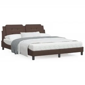 Estructura de cama cabecero cuero sintético marrón 160x200 cm de vidaXL, Camas y somieres - Ref: Foro24-3208193, Precio: 224,...