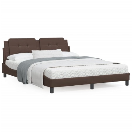 Brown synthetic leather headboard bed frame 160x200 cm by vidaXL, Beds and slatted bases - Ref: Foro24-3208193, Price: 226,10...