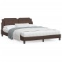 Brown synthetic leather headboard bed frame 160x200 cm by vidaXL, Beds and slatted bases - Ref: Foro24-3208193, Price: 226,10...