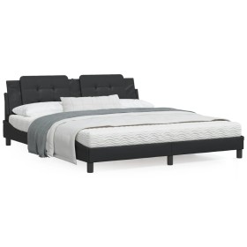 Bed frame with headboard black synthetic leather 180x200cm by vidaXL, Beds and slatted bases - Ref: Foro24-3208198, Price: 22...