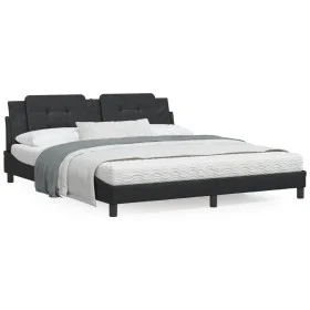 Bed frame with headboard black synthetic leather 180x200cm by vidaXL, Beds and slatted bases - Ref: Foro24-3208198, Price: 22...
