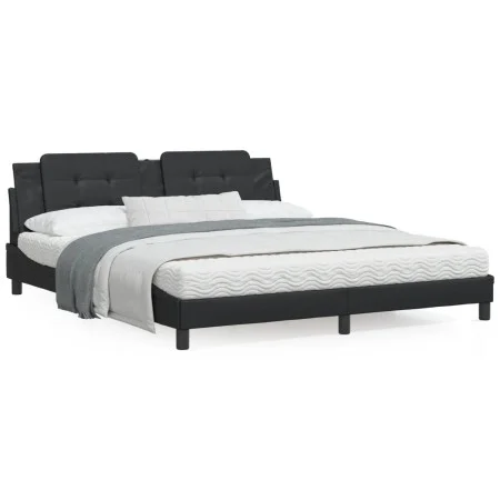 Bed frame with headboard black synthetic leather 180x200cm by vidaXL, Beds and slatted bases - Ref: Foro24-3208198, Price: 22...