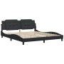Estructura de cama con cabecero cuero sintético negro 180x200cm