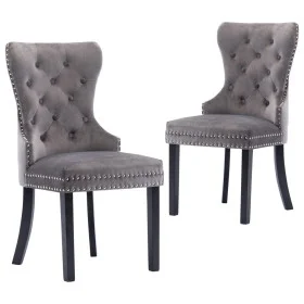 Esszimmerstühle aus grauem Samt, 2 Einheiten von vidaXL, Essstühle - Ref: Foro24-287959, Preis: 281,64 €, Rabatt: %