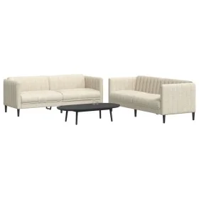 Zweiteiliges Sofaset in Cremefarben aus Stoff. von vidaXL, Sofas - Ref: Foro24-3209245, Preis: 636,57 €, Rabatt: %