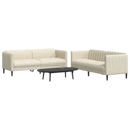 Zweiteiliges Sofaset in Cremefarben aus Stoff. von vidaXL, Sofas - Ref: Foro24-3209245, Preis: 636,57 €, Rabatt: %