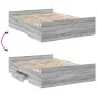 Sonoma gray engineered wood bed with drawers 120x200 cm by vidaXL, Beds and slatted bases - Ref: Foro24-3280305, Price: 141,2...