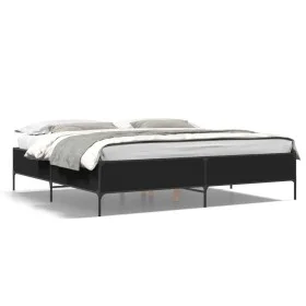 Engineered wood and black metal bed frame 180x200cm by vidaXL, Beds and slatted bases - Ref: Foro24-3279782, Price: 154,07 €,...