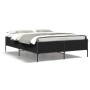 Engineered wood and black metal bed frame 135x190cm by vidaXL, Beds and slatted bases - Ref: Foro24-3279812, Price: 146,94 €,...