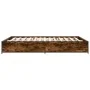 Engineered wood bed frame metal smoked oak 140x200cm by vidaXL, Beds and slatted bases - Ref: Foro24-3279844, Price: 125,28 €...