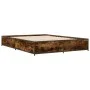 Engineered wood bed frame metal smoked oak 140x200cm by vidaXL, Beds and slatted bases - Ref: Foro24-3279844, Price: 125,28 €...