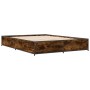 Bettgestell aus Holzwerkstoff, Metall, geräucherte Eiche, 135 x 190 cm von vidaXL, Betten und Lattenroste - Ref: Foro24-32798...