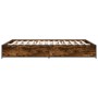 Bettgestell aus Holzwerkstoff, Metall, geräucherte Eiche, 135 x 190 cm von vidaXL, Betten und Lattenroste - Ref: Foro24-32798...