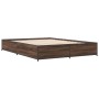 Bettgestell aus Holzwerkstoff, Eiche, braunes Metall, 140 x 200 cm von vidaXL, Betten und Lattenroste - Ref: Foro24-3279846, ...