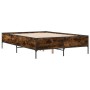 Engineered wood bed frame metal smoked oak 150x200cm by vidaXL, Beds and slatted bases - Ref: Foro24-3279794, Price: 146,22 €...