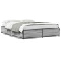 Sonoma gray metal engineered wood bed frame 120x190 cm by vidaXL, Beds and slatted bases - Ref: Foro24-3279865, Price: 120,47...