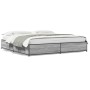 Estructura cama madera ingeniería metal gris Sonoma 200x200 cm de vidaXL, Camas y somieres - Ref: Foro24-3279825, Precio: 146...