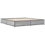 Estructura cama madera ingeniería metal gris Sonoma 200x200 cm de vidaXL, Camas y somieres - Ref: Foro24-3279825, Precio: 145...