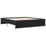 Engineered wood and black metal bed frame 200x200cm by vidaXL, Beds and slatted bases - Ref: Foro24-3279867, Price: 154,05 €,...