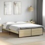 Sonoma oak metal engineered wood bed frame 120x190 cm by vidaXL, Beds and slatted bases - Ref: Foro24-3279908, Price: 129,06 ...