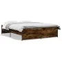 Engineered wood bed frame metal smoked oak 150x200cm by vidaXL, Beds and slatted bases - Ref: Foro24-3279884, Price: 142,71 €...