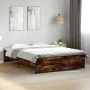 Engineered wood bed frame metal smoked oak 150x200cm by vidaXL, Beds and slatted bases - Ref: Foro24-3279884, Price: 142,71 €...