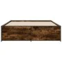 Engineered wood bed frame metal smoked oak 150x200cm by vidaXL, Beds and slatted bases - Ref: Foro24-3279884, Price: 142,71 €...