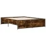 Engineered wood bed frame metal smoked oak 150x200cm by vidaXL, Beds and slatted bases - Ref: Foro24-3279884, Price: 142,71 €...