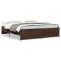 Oak brown metal engineered wood bed frame 200x200 cm by vidaXL, Beds and slatted bases - Ref: Foro24-3279871, Price: 155,93 €...