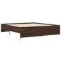 Oak brown metal engineered wood bed frame 200x200 cm by vidaXL, Beds and slatted bases - Ref: Foro24-3279871, Price: 155,93 €...