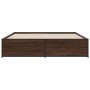 Oak brown metal engineered wood bed frame 200x200 cm by vidaXL, Beds and slatted bases - Ref: Foro24-3279871, Price: 155,93 €...