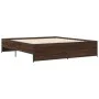 Estructura cama madera ingeniería metal marrón roble 200x200 cm de vidaXL, Camas y somieres - Ref: Foro24-3279871, Precio: 15...
