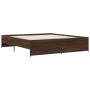 Oak brown metal engineered wood bed frame 200x200 cm by vidaXL, Beds and slatted bases - Ref: Foro24-3279871, Price: 155,93 €...