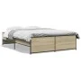 Sonoma oak metal engineered wood bed frame 135x190 cm by vidaXL, Beds and slatted bases - Ref: Foro24-3279903, Price: 132,37 ...