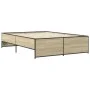 Sonoma oak metal engineered wood bed frame 135x190 cm by vidaXL, Beds and slatted bases - Ref: Foro24-3279903, Price: 132,37 ...