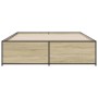 Estructura cama madera ingeniería metal roble Sonoma 160x200 cm de vidaXL, Camas y somieres - Ref: Foro24-3279878, Precio: 14...