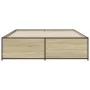 Sonoma oak metal engineered wood bed frame 160x200 cm by vidaXL, Beds and slatted bases - Ref: Foro24-3279878, Price: 143,35 ...