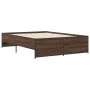 Oak brown metal engineered wood bed frame 140x190 cm by vidaXL, Beds and slatted bases - Ref: Foro24-3279901, Price: 138,47 €...