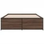 Oak brown metal engineered wood bed frame 140x190 cm by vidaXL, Beds and slatted bases - Ref: Foro24-3279901, Price: 138,47 €...
