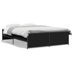 Estructura de cama madera de ingeniería y metal negro 120x200cm de vidaXL, Camas y somieres - Ref: Foro24-3279892, Precio: 13...