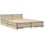 Sonoma oak engineered wood bed with drawers 135x190 cm by vidaXL, Beds and slatted bases - Ref: Foro24-3279948, Price: 174,48...