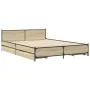 Sonoma oak engineered wood bed with drawers 135x190 cm by vidaXL, Beds and slatted bases - Ref: Foro24-3279948, Price: 172,53...