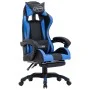 Silla gaming con reposapiés cuero sintético azul y negro de vidaXL, Sillas de oficina - Ref: Foro24-287986, Precio: 197,98 €,...