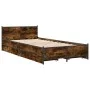 Smoked oak engineered wood bed with drawers 75x190 cm by vidaXL, Beds and slatted bases - Ref: Foro24-3279974, Price: 143,49 ...