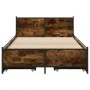 Smoked oak engineered wood bed with drawers 75x190 cm by vidaXL, Beds and slatted bases - Ref: Foro24-3279974, Price: 143,49 ...