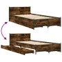 Smoked oak engineered wood bed with drawers 75x190 cm by vidaXL, Beds and slatted bases - Ref: Foro24-3279974, Price: 143,49 ...